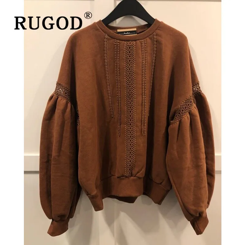 Женский толстый Свитшот RUGOD элегантный винтажный кружевной свитшот в Корейском