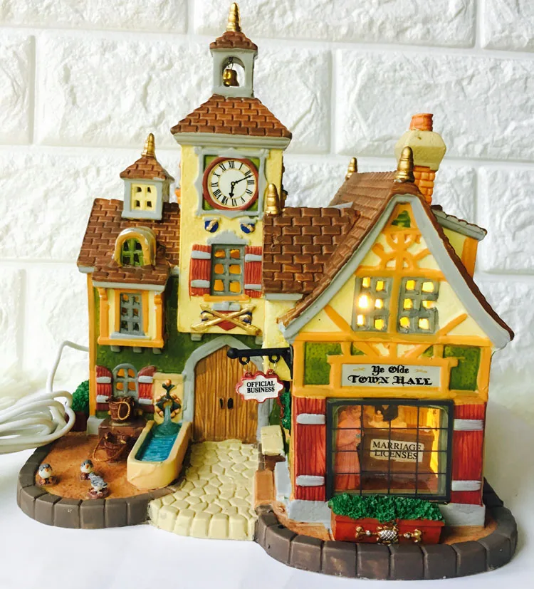 Ремесленных ночника Керамика дом старая ратуша украшения здания МОДЕЛЬ