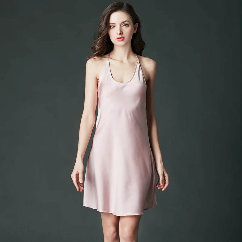 

Sexy Rayon Women Sling Nightgown Sexy Backless Solid Nighty Mini Nightdress Summer Soft Sleepshirt Skirt Lounge Loose Home Dress