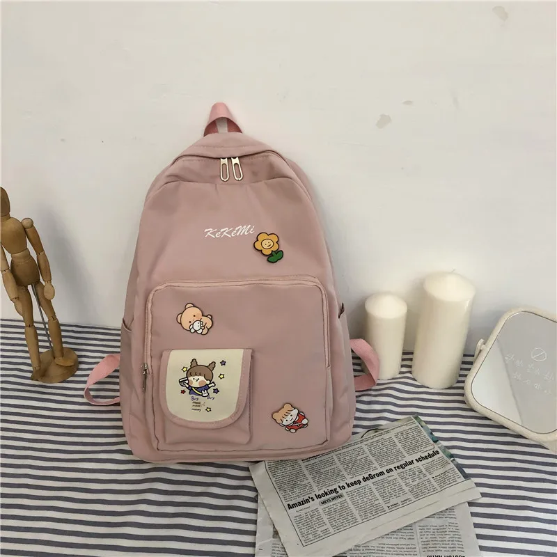 2020 Подростковая школьная сумка для девочек рюкзак розовый нейлон милый