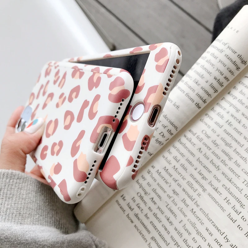 

360 Full Cover Leopard Print Case For iPhone 11 12 Pro XS Max X XR SE 2 6 6S 7 8 Plus Cute Rainbow Deer Shockproof Hard PC Funda