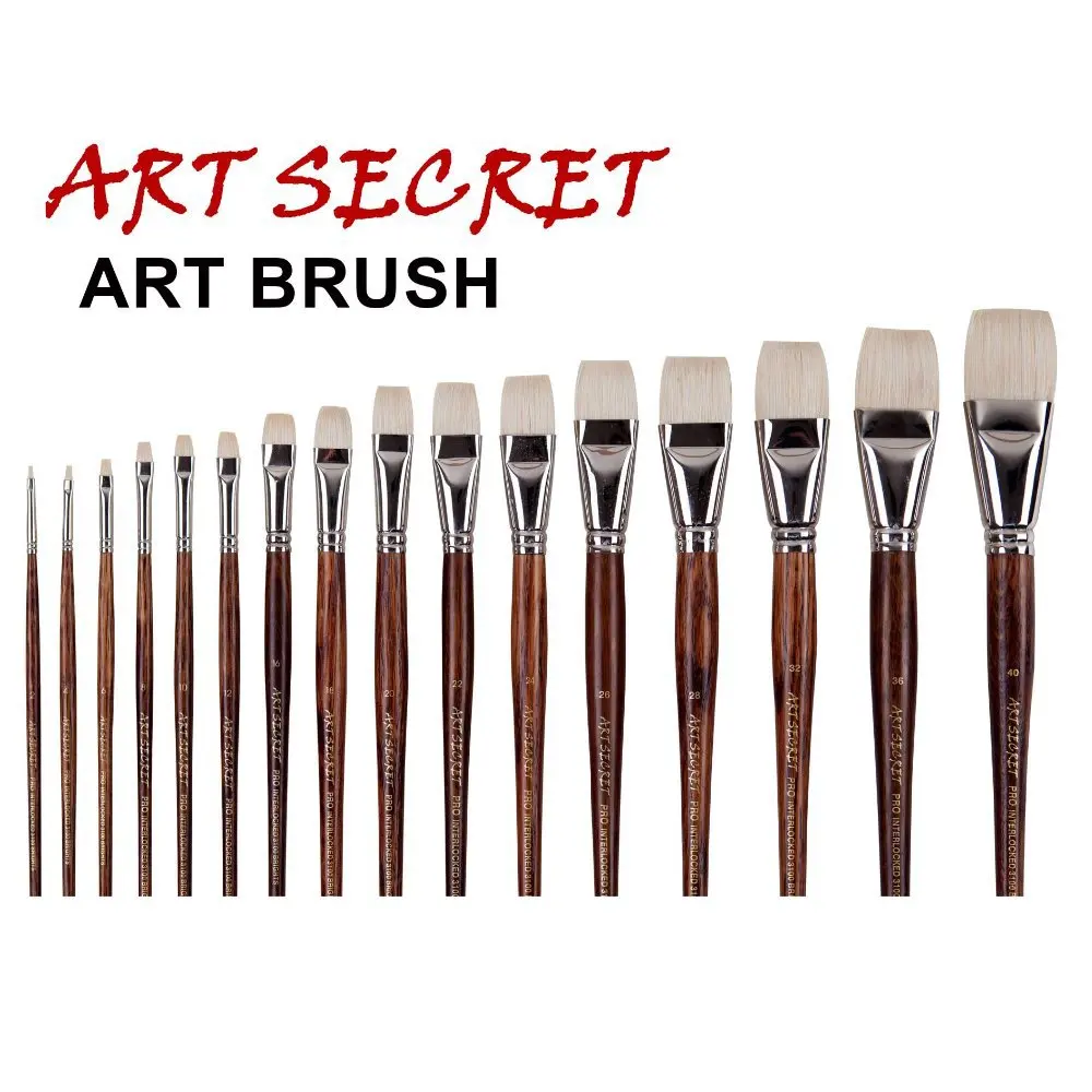 

ArtSecret 3100B, Высококачественная белая свиная щетина, никель, латунь, Дубовая деревянная ручка, краски, художественные принадлежности кисть худ...