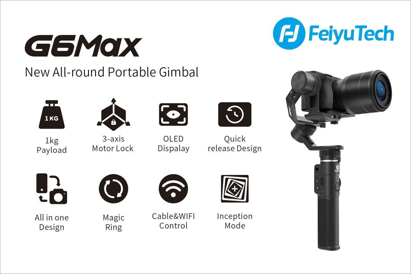 FeiyuTech G6 Max 3 осевой переносной карданный Стабилизатор Для беззеркальных Камера
