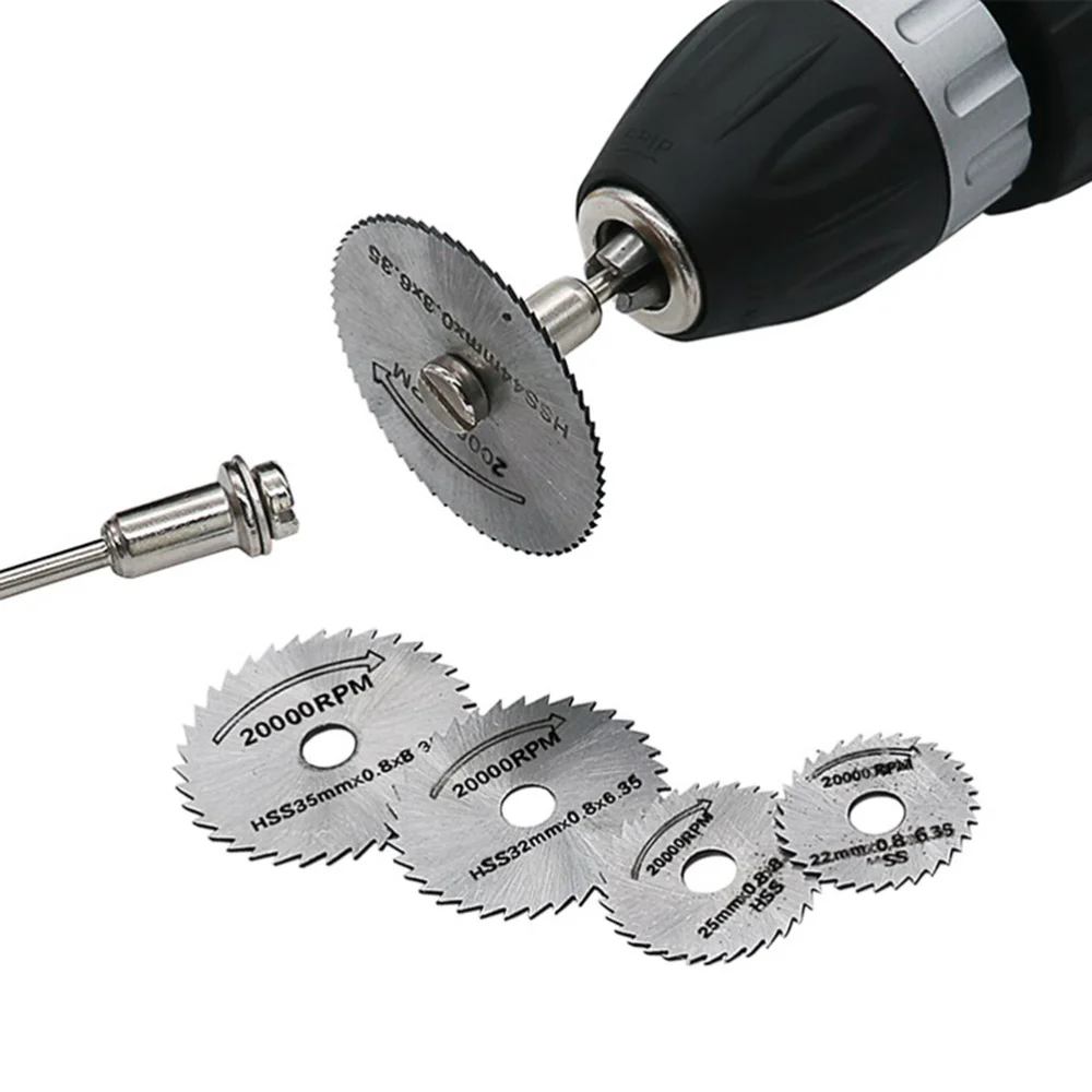 

7Pcs High Steel Cutting Disc Small Metal Electric Mill Accessories Silver (1Pc 6mm Rod + 6Pcs Cutting Disk)