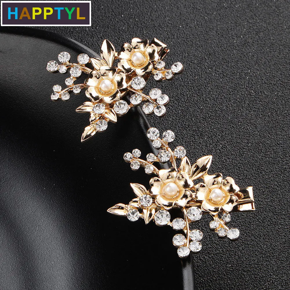 1 пара золотых свадебных заколок для волос со стразами свадебные заколки с