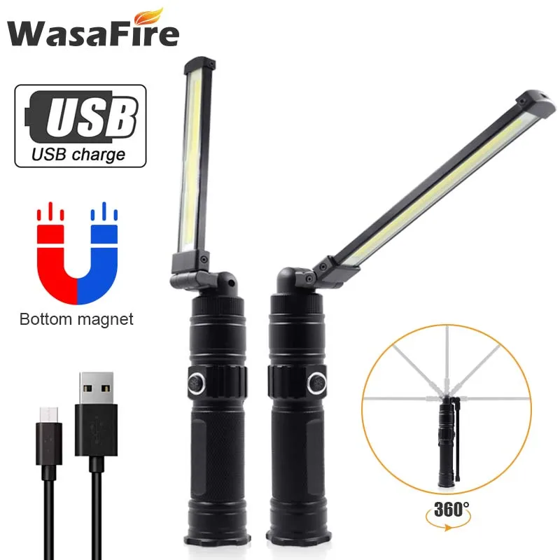 Портативный светодиодный фонарик с COB матрицей магнитная Рабочая лампа поворот