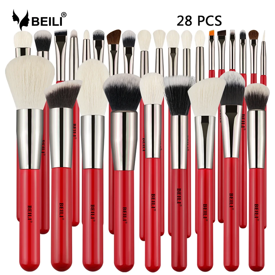 Набор профессиональных кистей для макияжа BEILI Red набор из 28 пудры основы румян