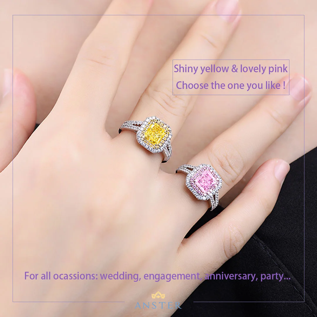 

Anster 2021 Dubai Hot Sale Jewellery Price List 1ct Diamond Womens Men Adjustable Rings With Radiant Simulated Diamond