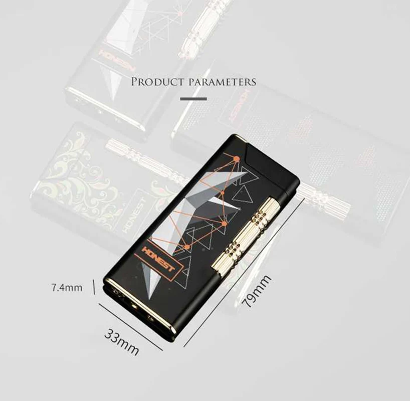 HONEST ультратонкая металлическая Бутановая газовая надувная наклонная зажигалка