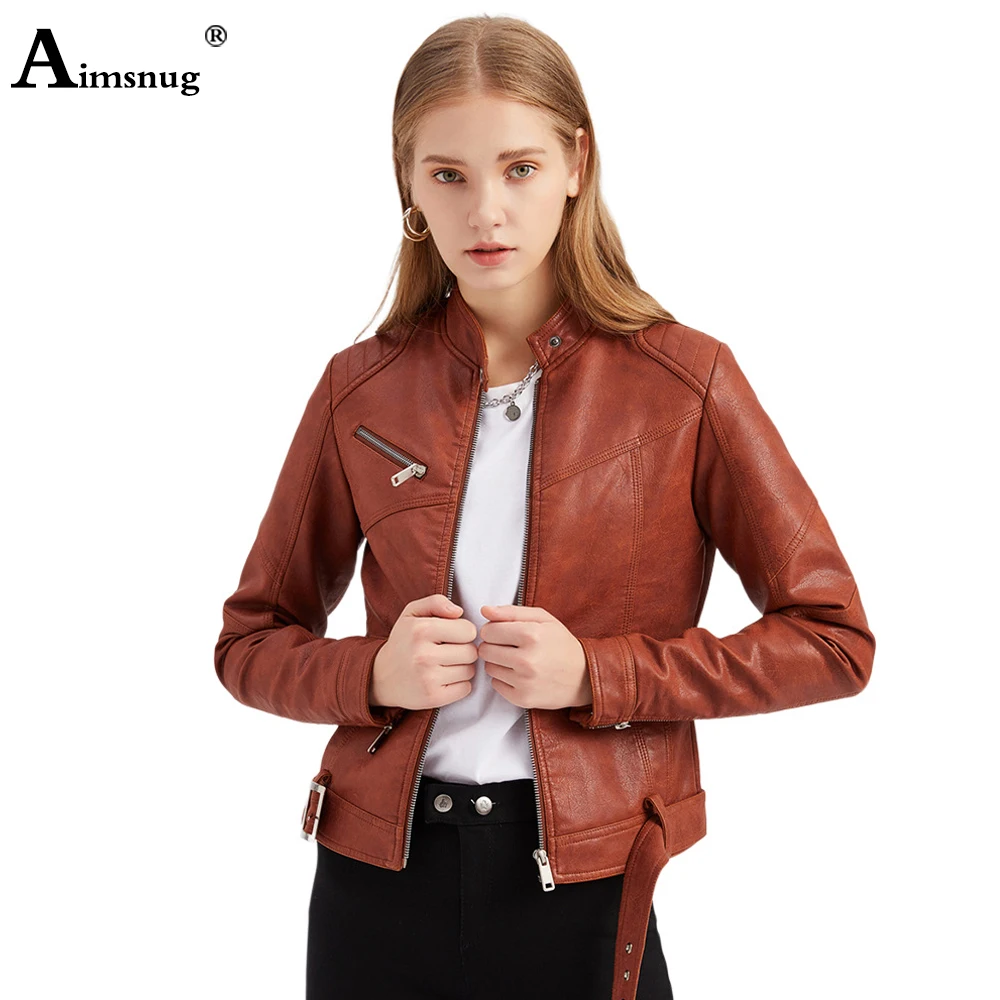 Trend 2021 New Faux Pu Leather Jackets Women Patchwork Top Outerwear Plus Size 3xl Ladies Fashion Lace-Up Coat Slim Biker Jacket