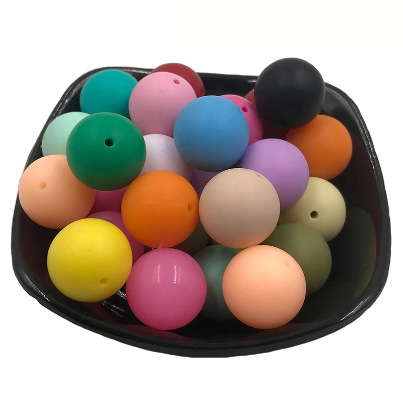 Coskiss-Cuentas redondas de silicona para dentici&oacute;n de beb&eacute;, abalorios para morder, 19mm, 20 unidades-4