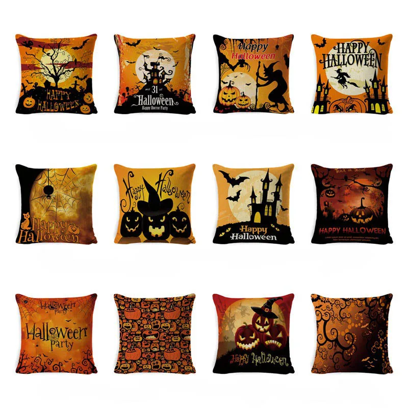 Halloween Pumpkin Pillowcase Witch/Spider/Bat Cushion Cover Throw Pillow Case for Sofa Party Chair Decoration | Дом и сад