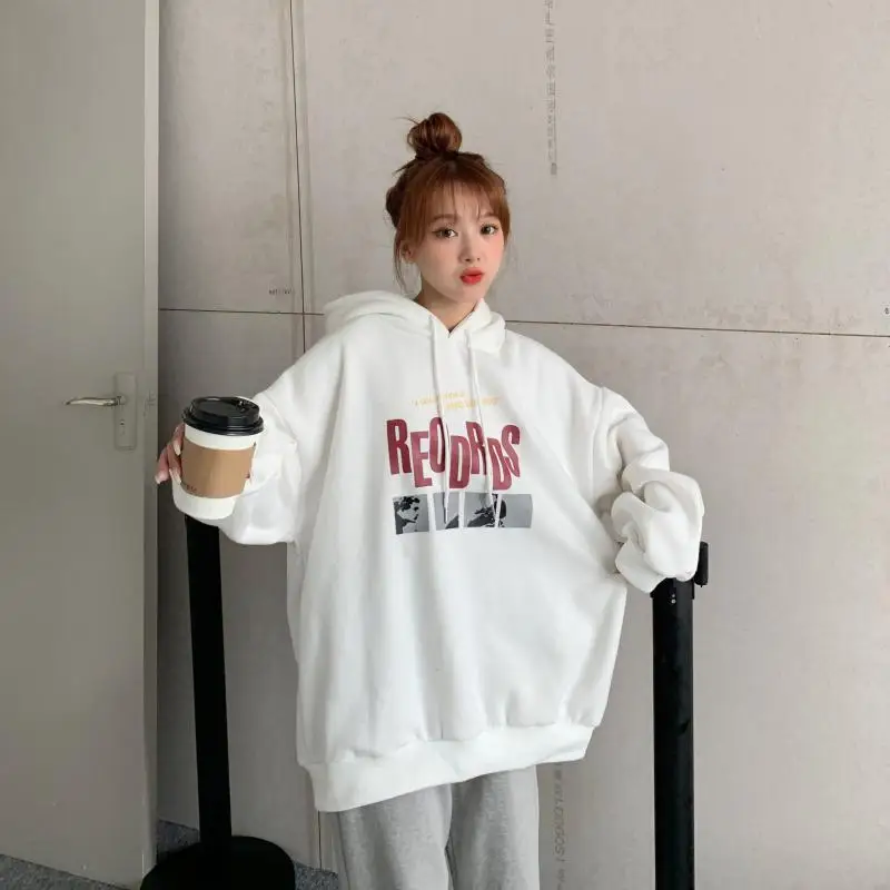 

XZ2377 женские осенние и зимние 2021 новые свободные корейские версии плюс бархатные толстые ЯПОНСКИЕ ВИНТАЖНЫЕ толстовки с капюшоном