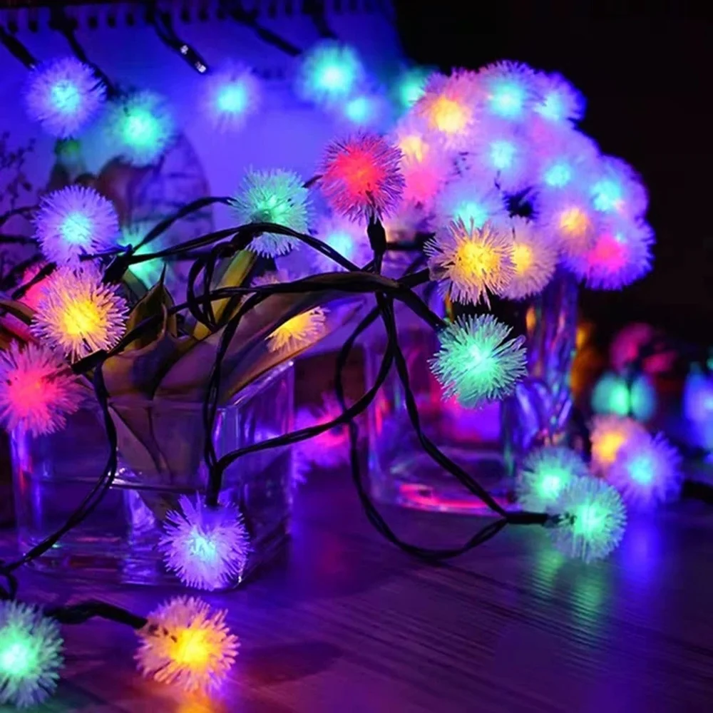

2021 Christmas Dandelion String Lights LED Battery Lights Garden Terrace Party Holiday Pompons Decoration String Lights