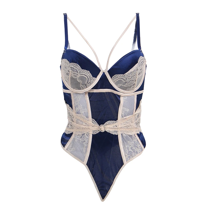 Ohyeahlover Open Back Sexy Bodysuit Sleeveless Patchwork Lace Body Femme 5XL Plus Size Mesh Teddy Hollow Out Lingerie RL80188