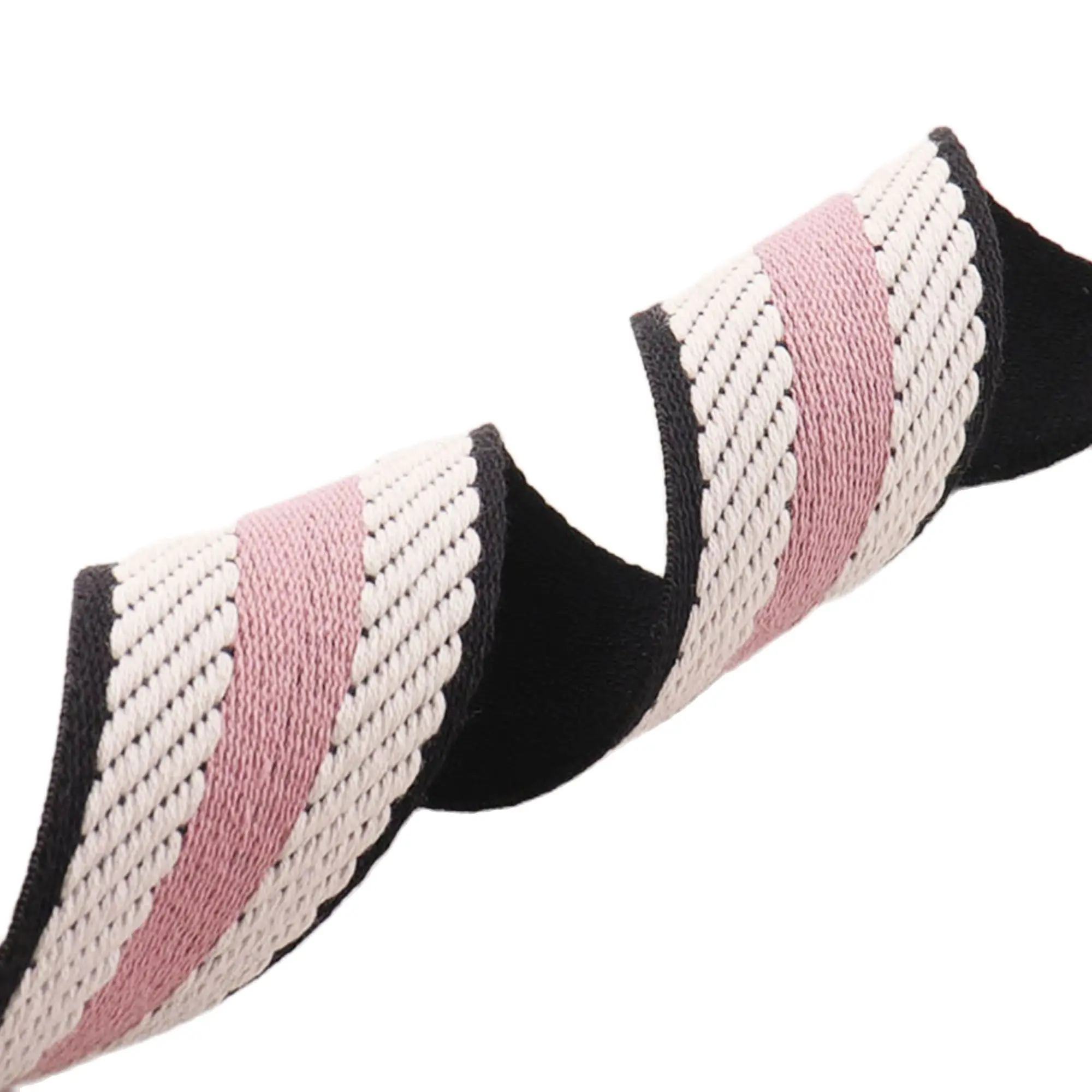 Жаккардовая лента 1/2 дюйма розовая белая полосатая черная саржевая сумка с