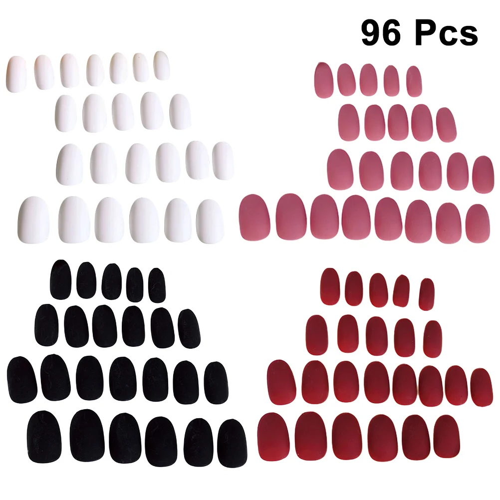 

96 шт., матовые Типсы для ногтей, полное покрытие, средний размер