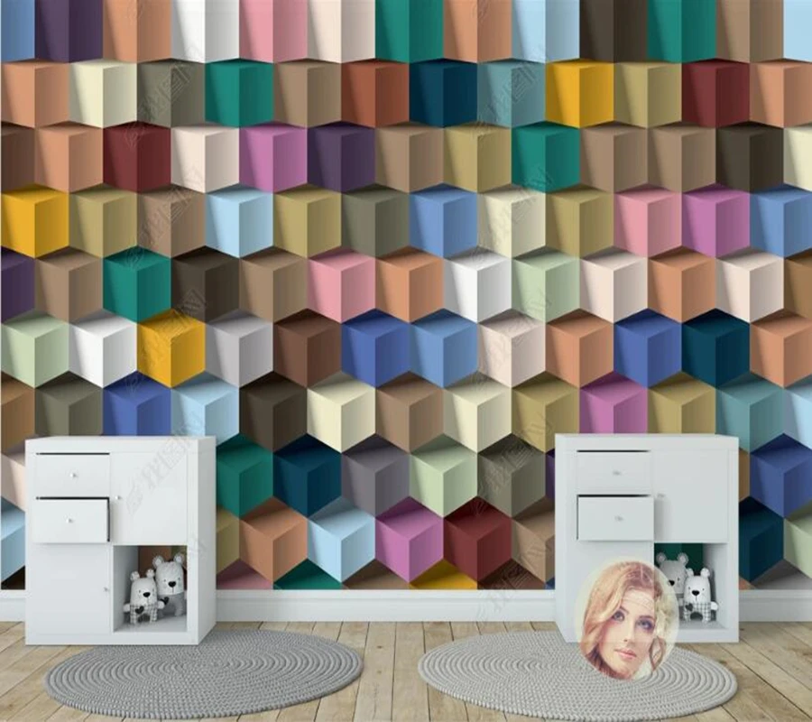 

Papel de parede Now simple rhombus geometric art 3d wallpaper mural,living room tv wall bedroom wall papers home decor