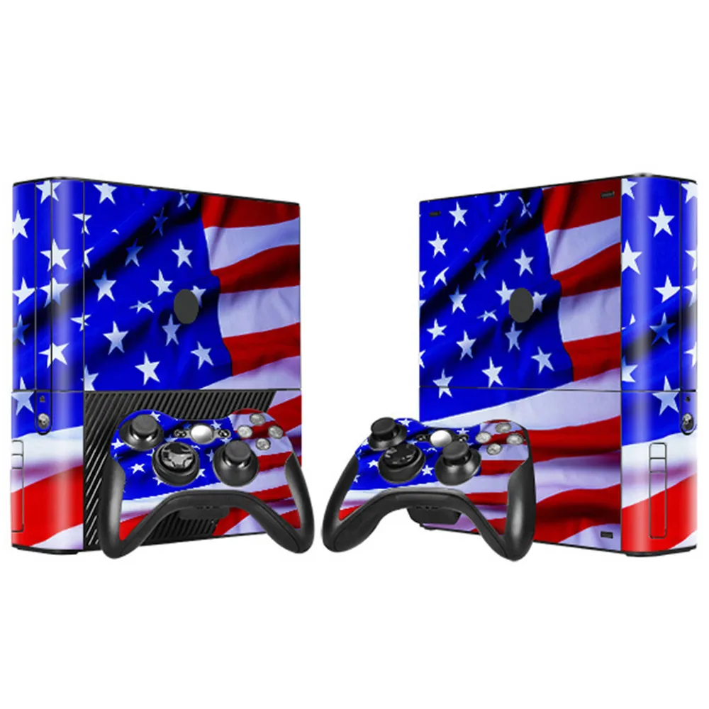 Стильная Виниловая наклейка для игровой консоли XBOX 360 E + 2 Защитных чехла