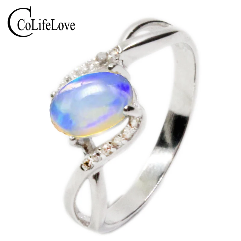 Кольцо из серебра 925 пробы с опалом карата 4 Х6 мм|ring for|ring for ladyring solid |