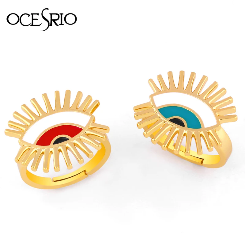 OCESRIO турецкие синие кольца от сглаза для женщин регулируемые греческие золотые