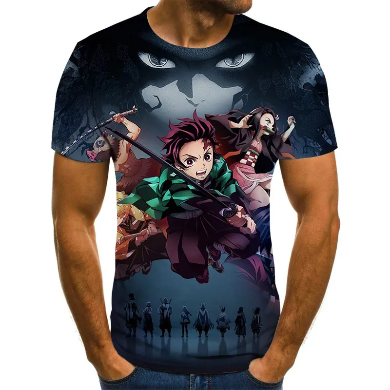 

2021 Summer New 3D Printing Japanese Anime Harajuku Men's T-shirt Large Size Loose Casual T-shirt Children Fashion Short Sleeve