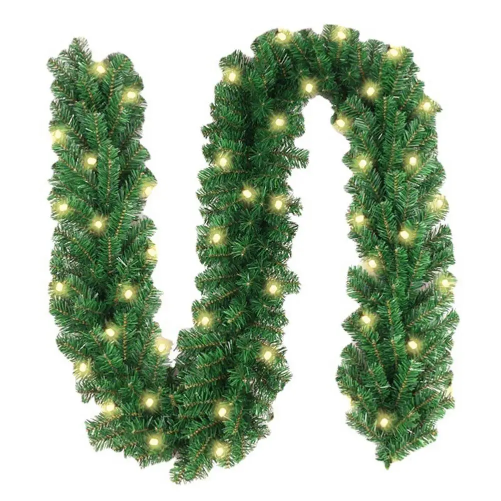 

Artificial Pine Garland 8.86 Foot Green Artificial Lighted Christmas Garland Indoor And Outdoor Decoration With 30 LED Lights