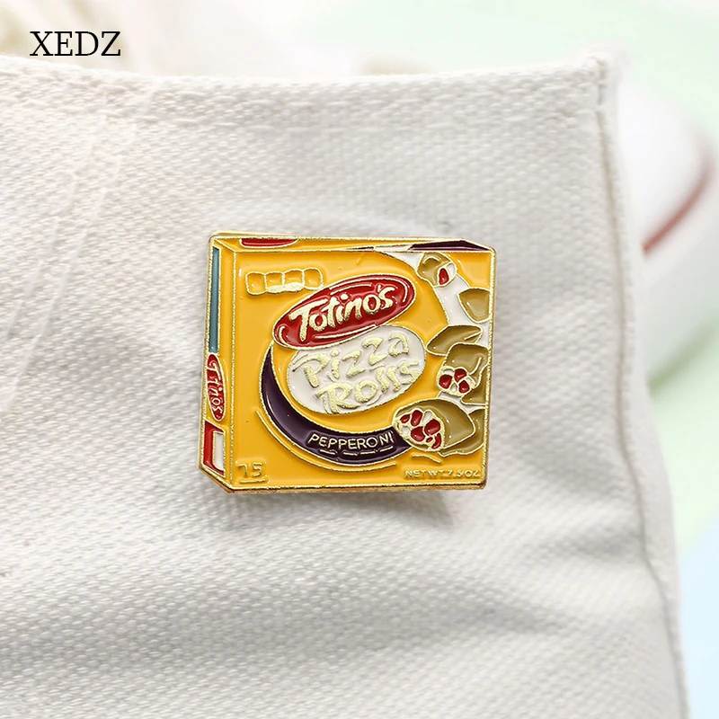 

XEDZ New Yellow Pizza Recipe Enamel Brooch Fashion Cartoon Gourmet Menu Badge Jewelry Gifts For Friends