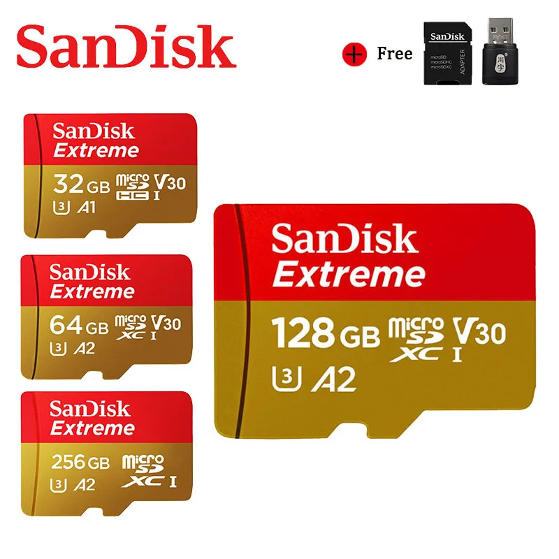 

Original SanDisk Extreme Ultra Micro SD 128GB 64GB 32GB 256GB 400GB Memory Card A2 V30 U1/U3 4K MicroSD 32 64 128gb Flash Card