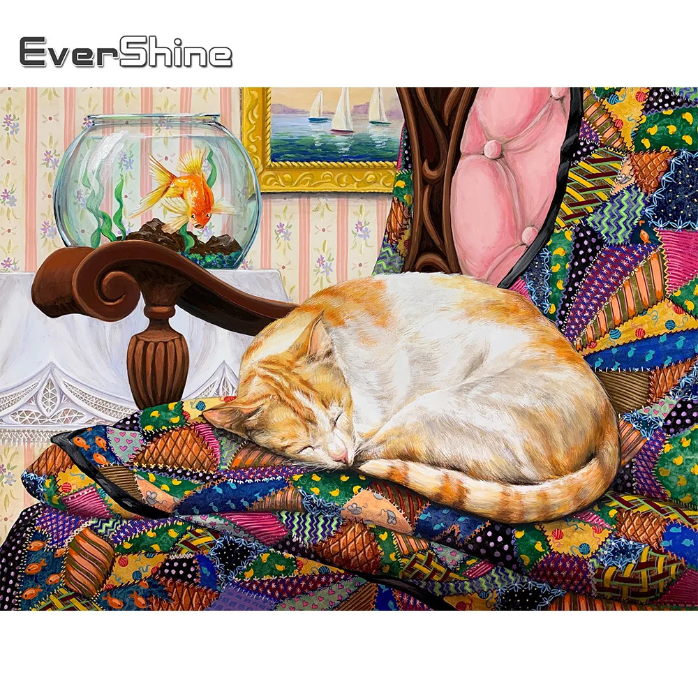 

Evershine Diamond Painting Cat Cross Stitch Full Square Round Rhinestone Embroidery Animals 5D DIY New Arrival Decor For Home