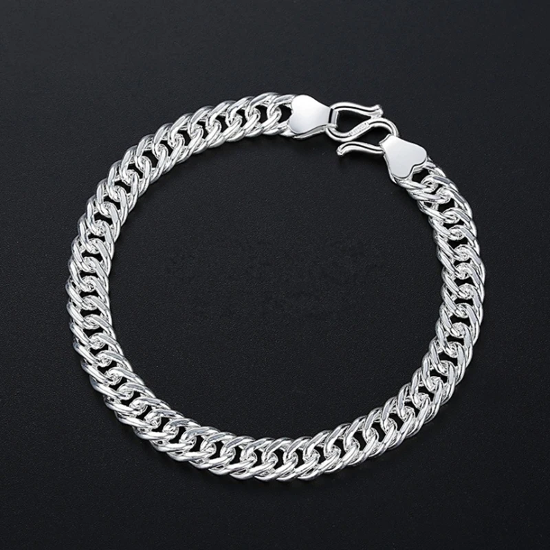 Bracelet men's fashion personality handmade whip chain S990 silver bracelet coarse jewelry wholesale
