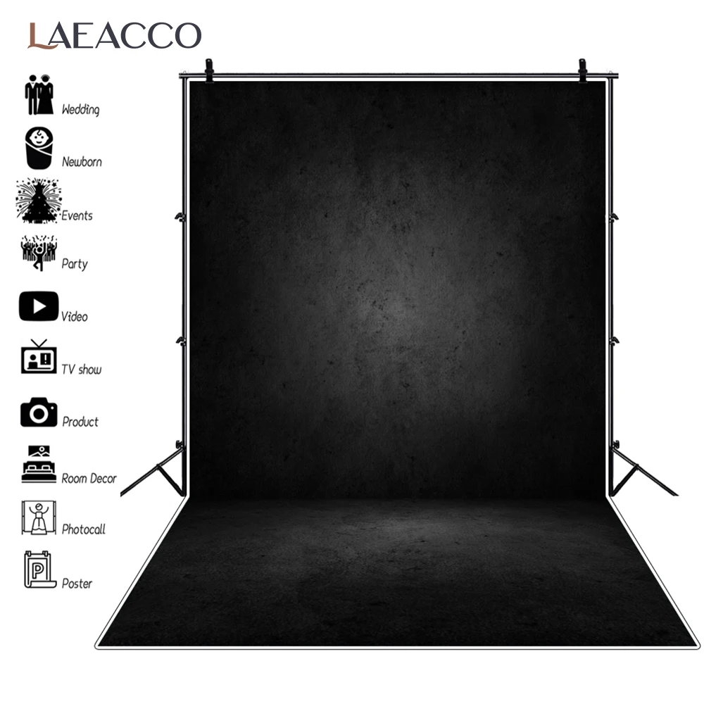 

Laeacco однотонный черный гранж градиентная фотография фон день рождения портрет Свадьба пользовательский фон для фотостудии