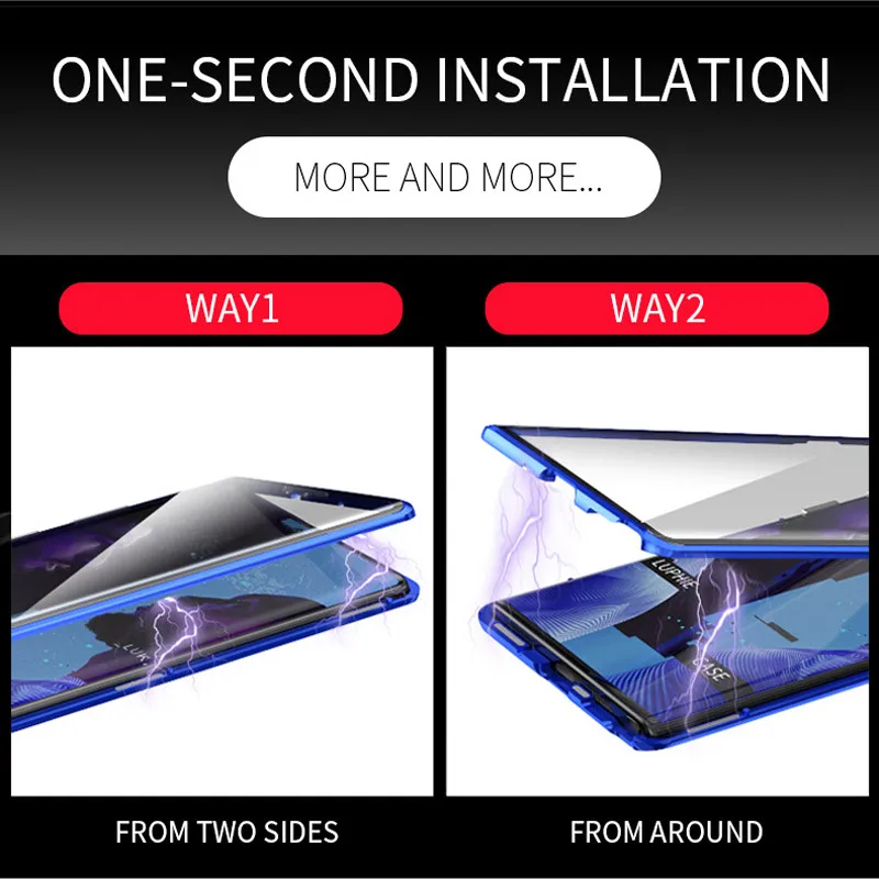 Двухсторонний чехол из закаленного стекла для Samsung Galaxy Note 10 + с магнитной