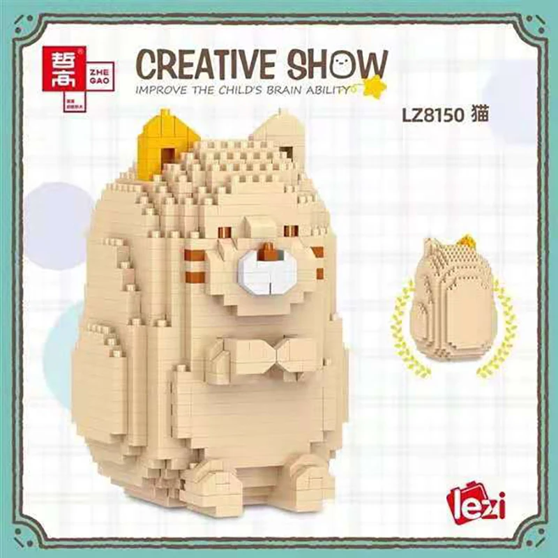 Мини конструктор в виде милых животных игрушки для детей коты свиньи ящерицы