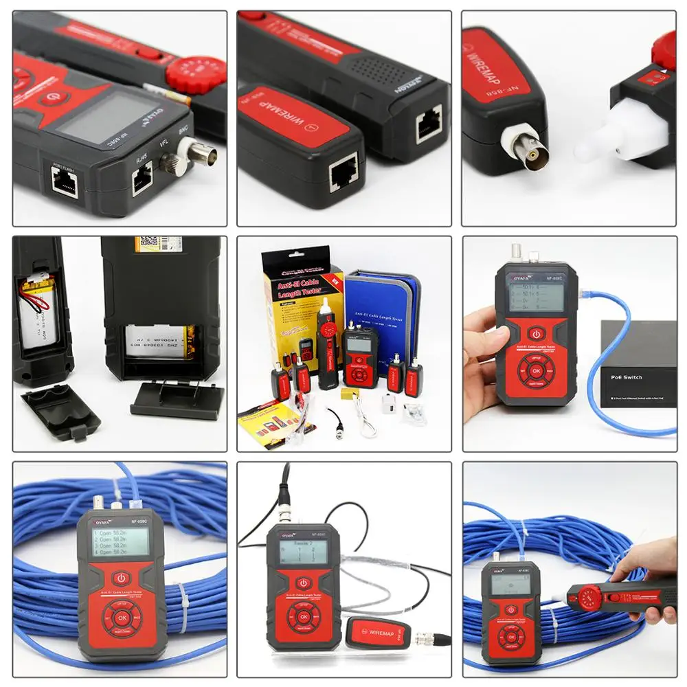 

NOYAFA NF-858C Trace Cable Line Locator Portable Wire Tracker Cable Tester Finder Network Cable Testing BNC Measure Cable Length