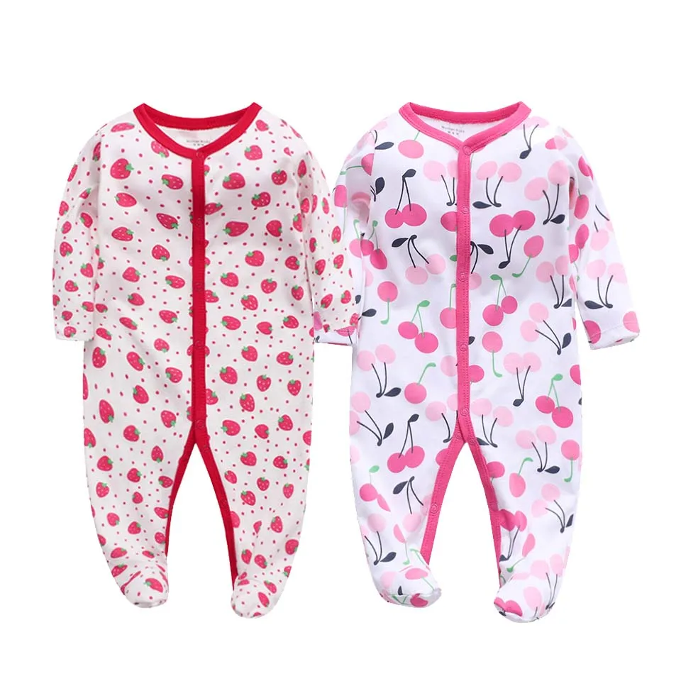 2Pcs/set Newborn Baby Footies Cotton Baby Boy Footies For Kids Clothes Long Sleeve Baby Pajamas Baby Girl 0-12M