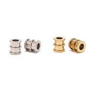 20pcs gold tone stainless steel 6mm width cyclinder loose beads grooved tube spacer bead connectors diy jewelry making findings
