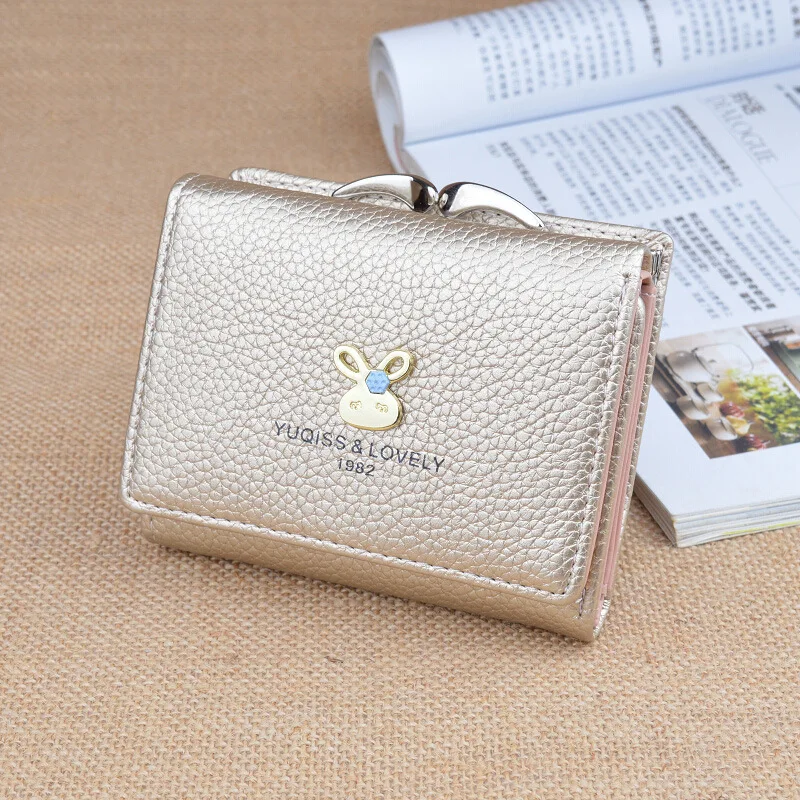 Женский кошелек 2021 дамские короткие женские кошельки украшенные Кроликом для