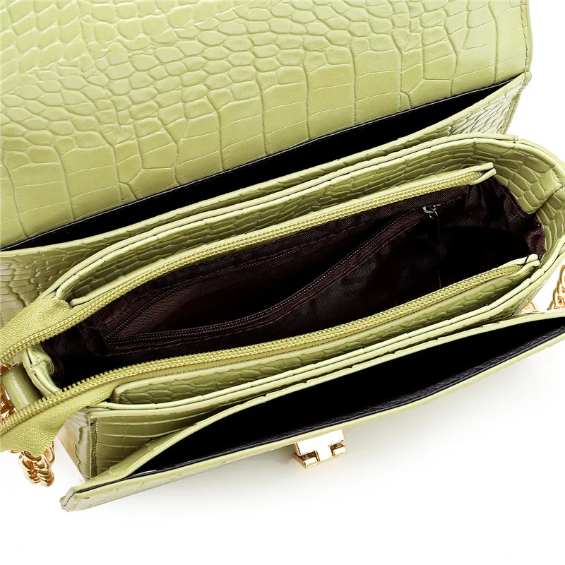 

Women's Bag Small Square Bag Crocodile Single Shoulder Bag Flow Joker Chain Messenger Bag Shoulder Bag Female