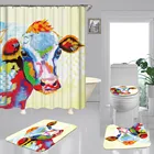 Фланелевый коврик для ванной, с рисунком коровы, 12 крючков