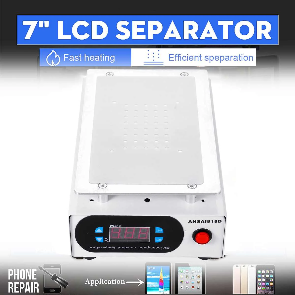 7 inch lcd screen separator auto heating platform phone repair machine glass removal smooth plate screen separator 220110v free global shipping