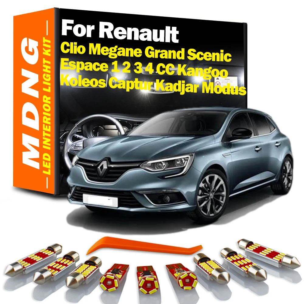 MDNG Canbus Светодиодная лампа для освещения салона автомобиля Kit Renault Clio Megane Grand Scenic