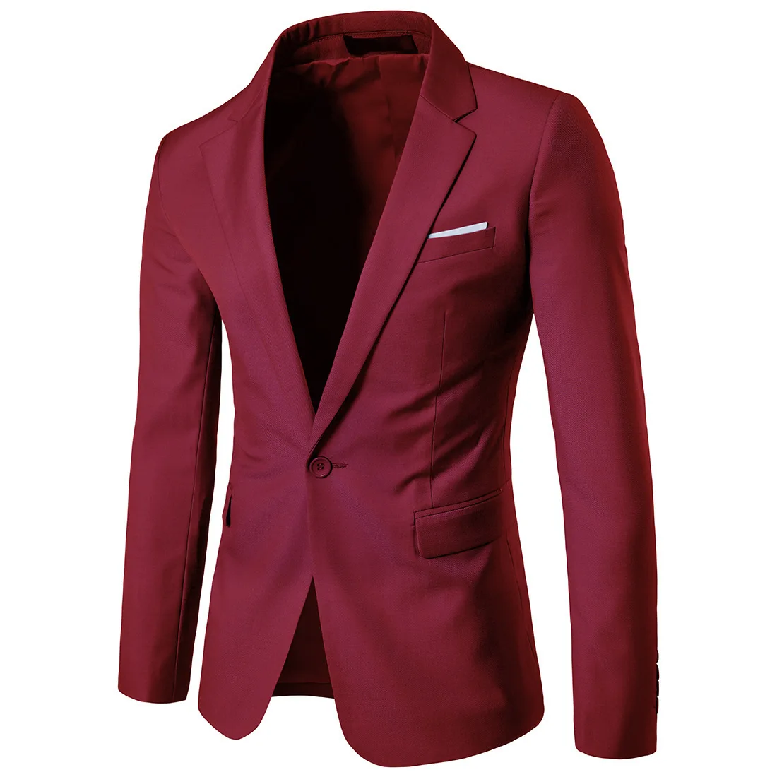 

Бордовый Мужской Блейзер, приталенный мужской однотонный костюм для отдыха, Молодежный маленький костюм, однотонный свободный пиджак, трен...
