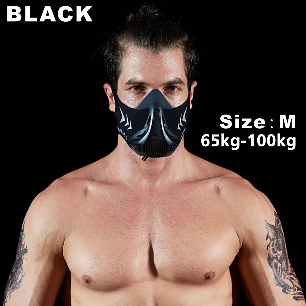 Black M FDBRO Спортивная маска для фитнеса, тренировки, бега, сопротивления, подъема, кардио, маска для выносливости для фитнес-тренировок Спортивная маска 3,0 - Цвет: Black M