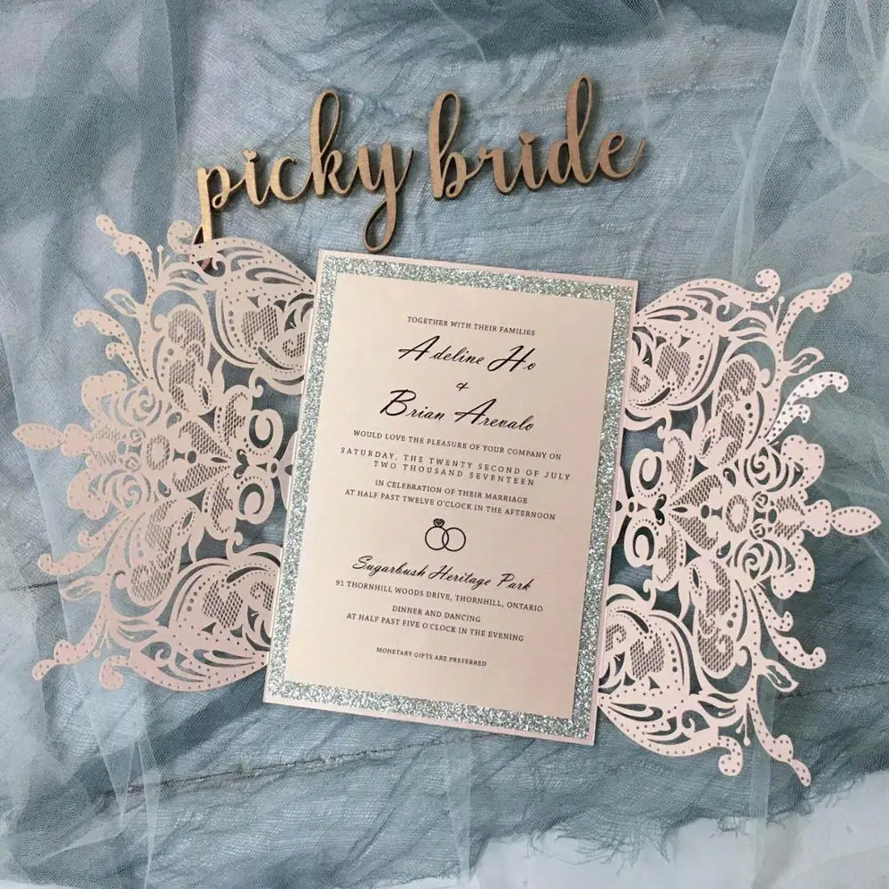 Preise Laser Cut Hochzeit Einladungen Romantische Rosa Einladung Karten Mit Umschläge 5x7 Inch - Set Von 50 Stücke