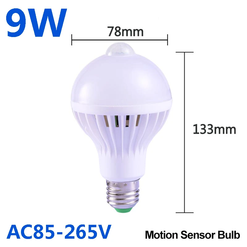 9W Sensor Bulb Умный светодиодный датчик движения ночник 5 Вт 7 Вт 9 Вт 12 Вт 18 Вт 220 В PIR сенсорные лампы потолочные лампы-светильники для дома лестничный коридор белый - Испускаемый цвет: 9W Sensor Bulb