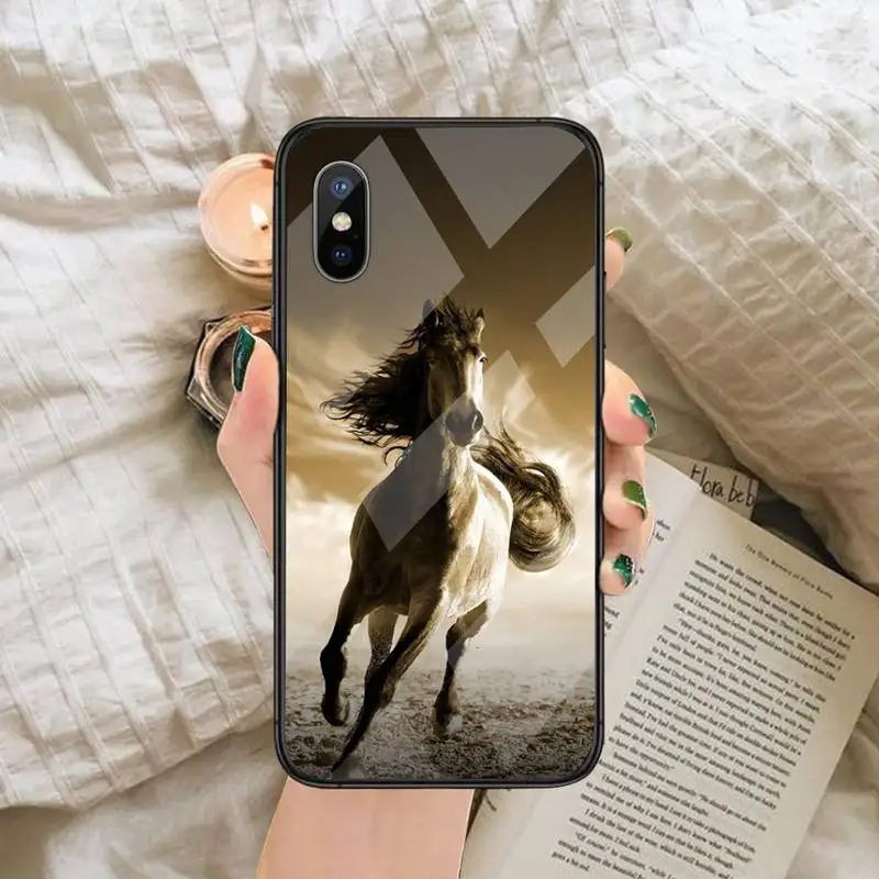 

running horse Phone Case Tempered glass For iphone 6 6S 7 8 plus X XS XR 11 12 mini PRO MAX