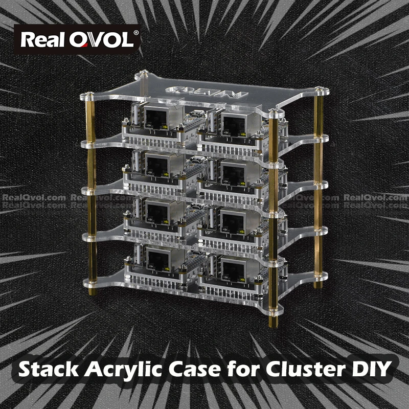 RealQvol FriendlyELEC 4 слойный двойной стек акриловый чехол для кластера DIY поддержка