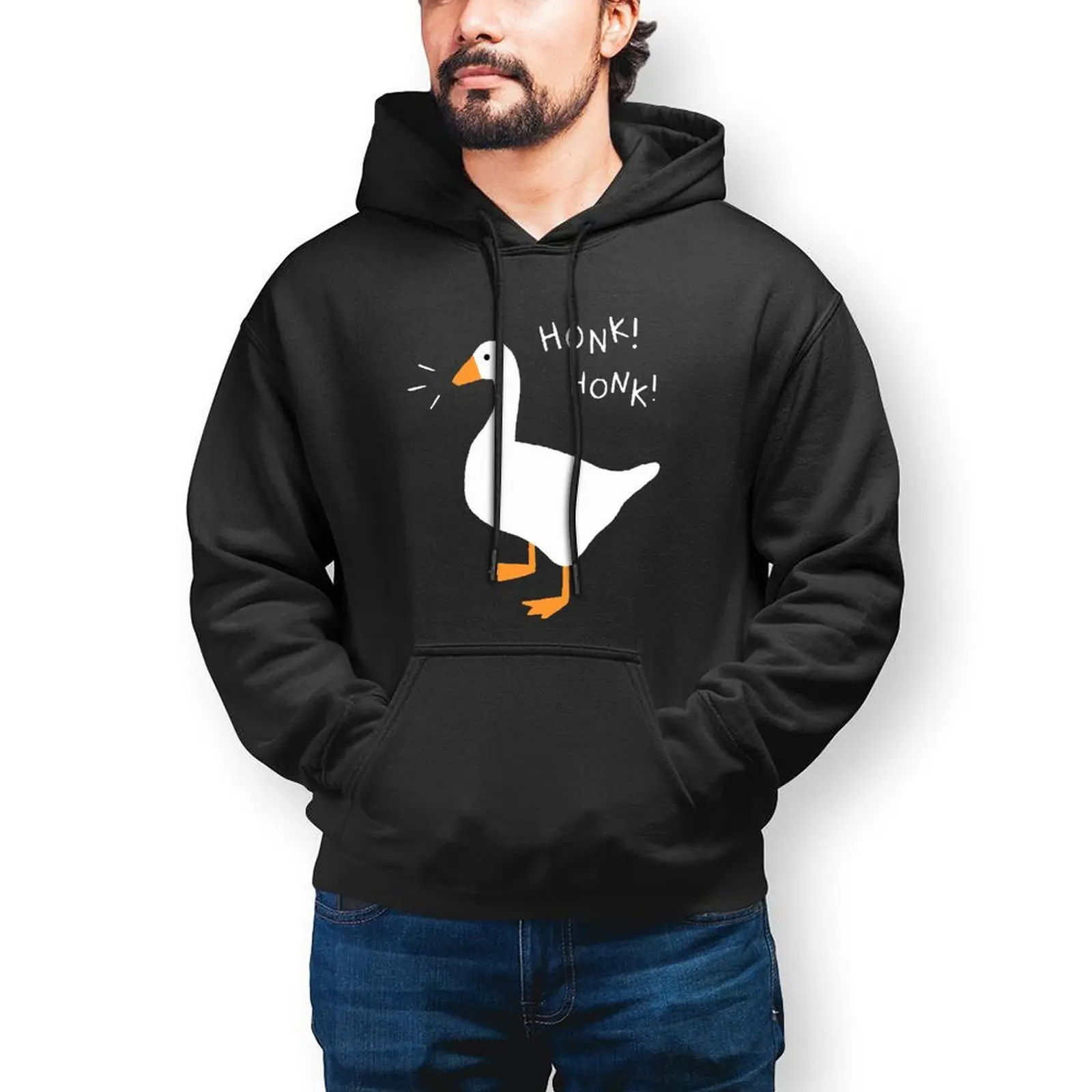 

Goose Hoodie Casual Long Sleeve Cotton Hoodies Men Autumn Loose Pullover Hoodie Oversize