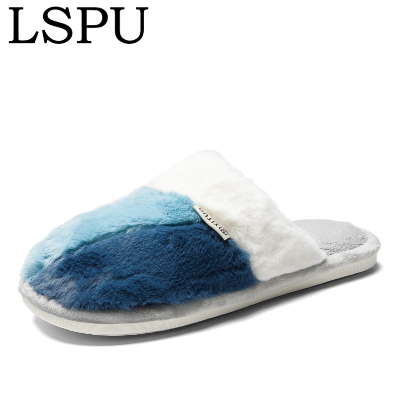 

Winter Men's Home Slippers Anti Slip Flange Cotton Slippers 2020 Warm House Slippers Indoor Bedroom For Men Women Big Size 36-45
